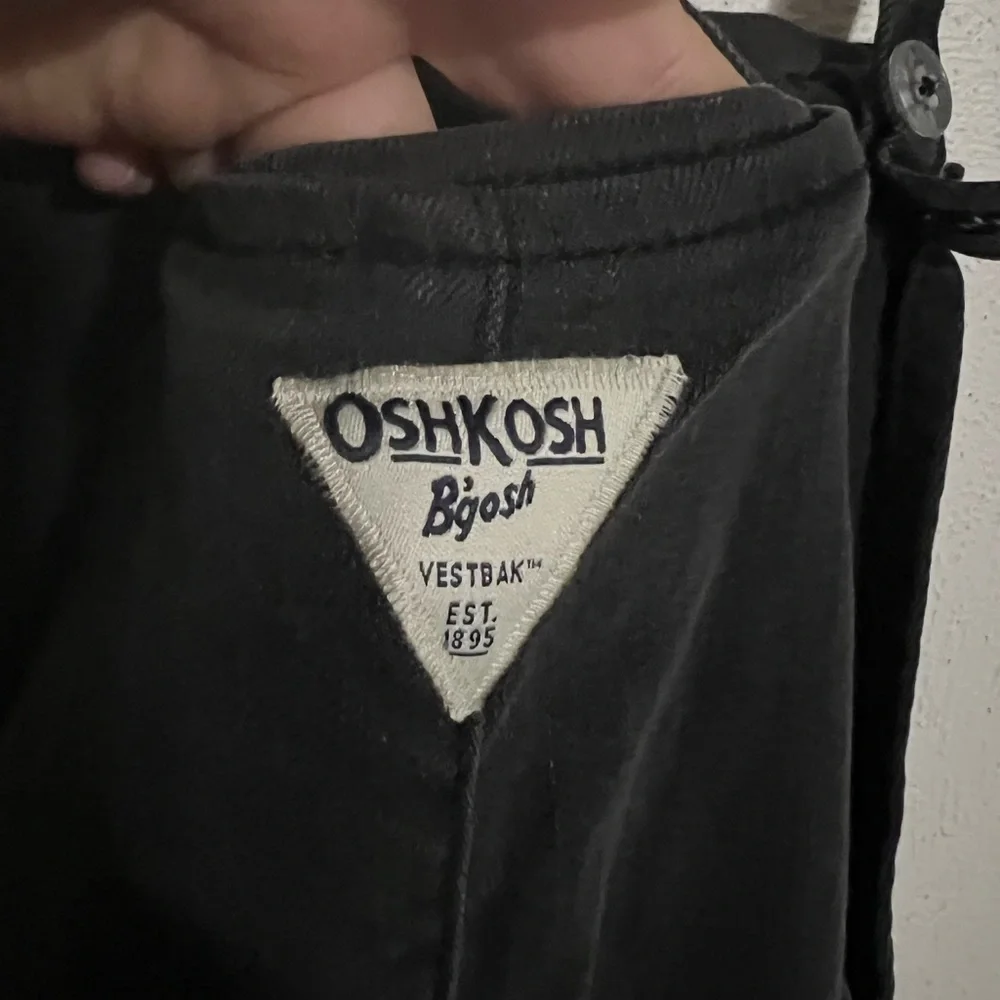 OSHKOSH B'GOSH Classic Denim Bib Overall Shorts Tie Closure Denim Black Girls 14
